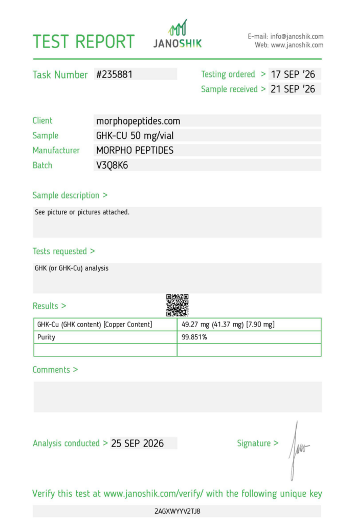Analysezertifikat: GHK-Cu / Copper Peptide